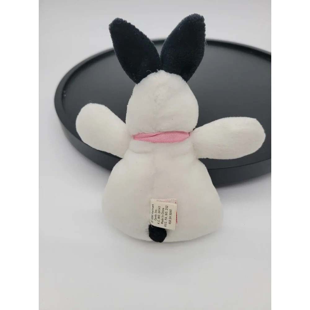 Vintage 1990 Hallmark Rabbit Bunny White w/ Black and Pink Ears Mini 6